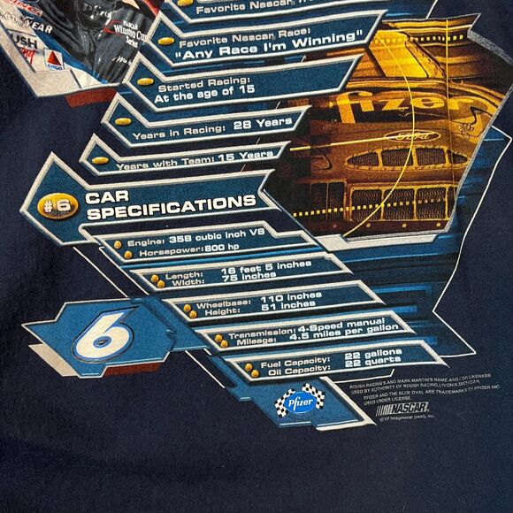 Vintage Mark Martin NASCAR‎ T Shirt Adult Extra Large Blue Chase Authentics XL - Picture 11 of 15